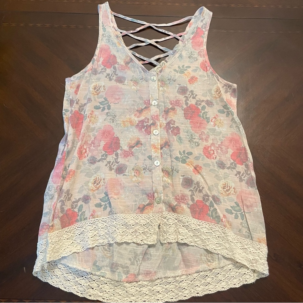 Eyelash Cream Floral Tank Top
